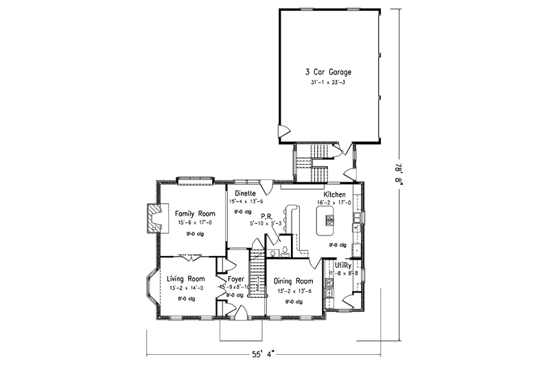 Architectural House Design - Floor Plan - Main Floor for Classical House Plan #994-6 - 5 bed, 3.5 bath