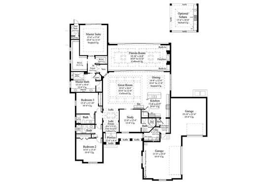 Floor Plan - Main Floor for Mediterranean House Plan #930-456 - 3 bed, 4.5 bath