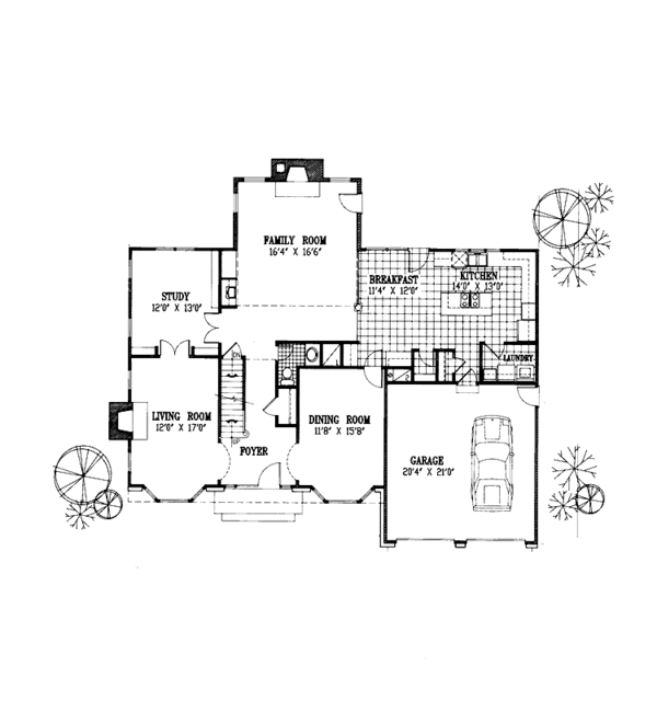 House Plan Design - Colonial Floor Plan - Main Floor Plan #953-45