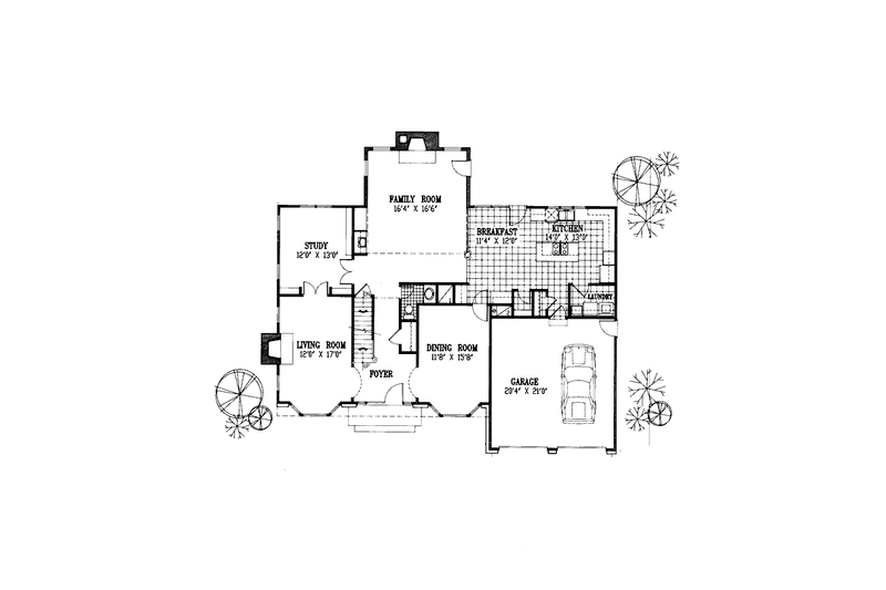 Home Plan - Floor Plan - Main Floor for Colonial House Plan #953-45 - 4 bed, 3.5 bath