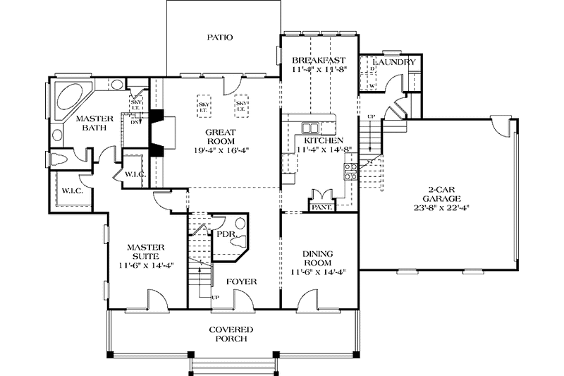 House Design - Floor Plan - Main Floor for Country House Plan #453-132 - 3 bed, 2.5 bath