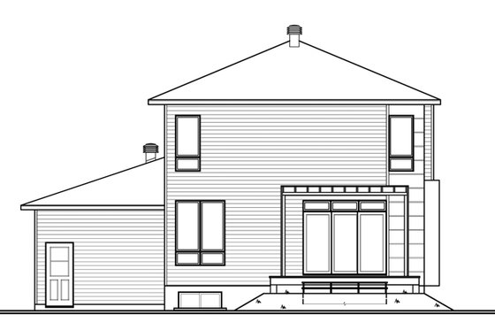Exterior - Rear Elevation for Contemporary House Plan #23-2585 - 3 bed, 1.5 bath