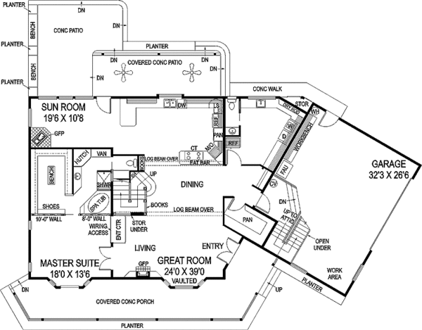 Home Plan - Country Floor Plan - Main Floor Plan #60-717