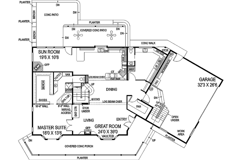 Home Plan - Floor Plan - Main Floor for Country House Plan #60-717 - 3 bed, 2.5 bath
