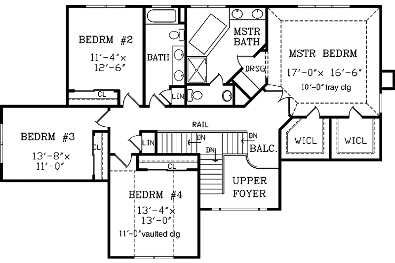 Home Plan - Floor Plan - Upper Floor for European House Plan #456-110 - 5 bed, 3.5 bath