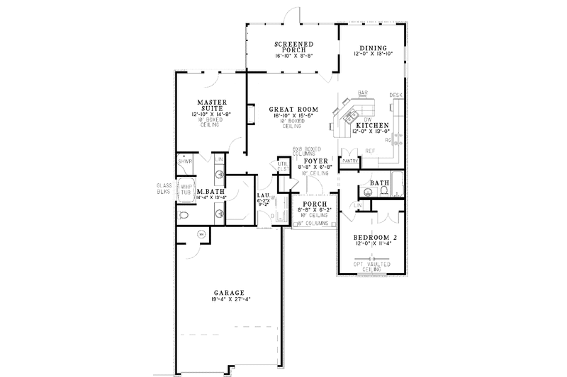 Architectural House Design - Floor Plan - Main Floor for Country House Plan #17-3228 - 2 bed, 2 bath
