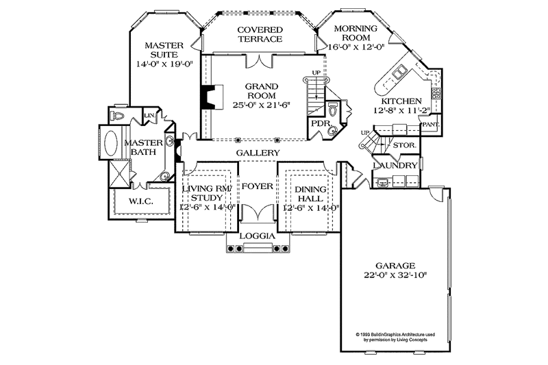 Architectural House Design - Floor Plan - Main Floor for Mediterranean House Plan #453-178 - 4 bed, 3.5 bath
