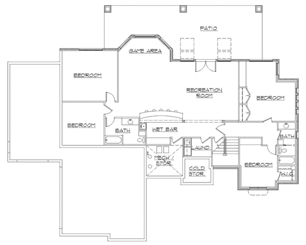 Architectural House Design - Craftsman Floor Plan - Lower Floor Plan #945-132