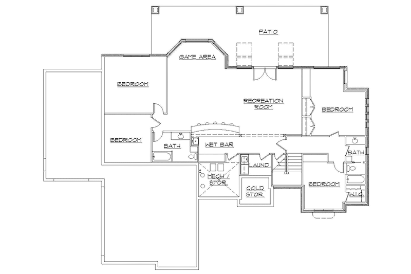 Home Plan - Floor Plan - Lower Floor for Craftsman House Plan #945-132 - 1 bed, 1.5 bath