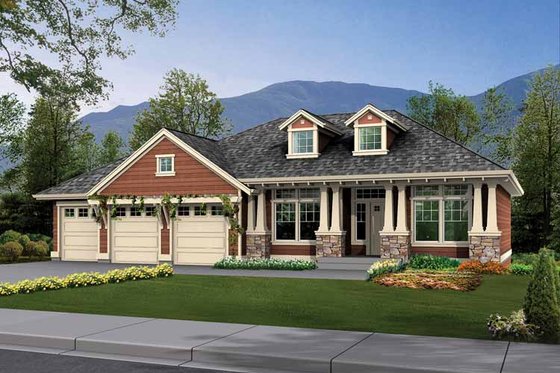 Exterior - Front Elevation 3 for Craftsman House Plan #132-345 - 4 bed, 3.5 bath
