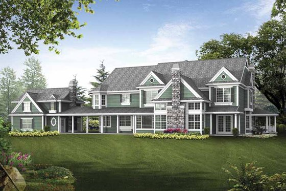 Exterior - Rear Elevation for Country House Plan #132-521 - 4 bed, 4.5 bath