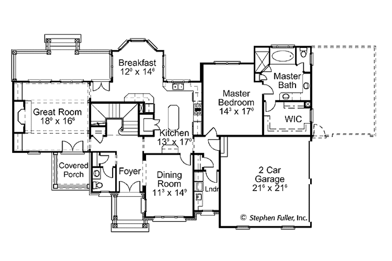 Home Plan - Floor Plan - Main Floor for Country House Plan #429-415 - 4 bed, 3.5 bath