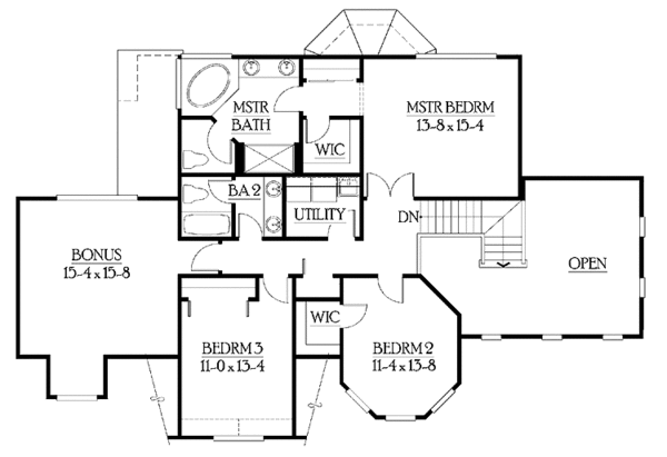 Architectural House Design - Colonial Floor Plan - Upper Floor Plan #132-269