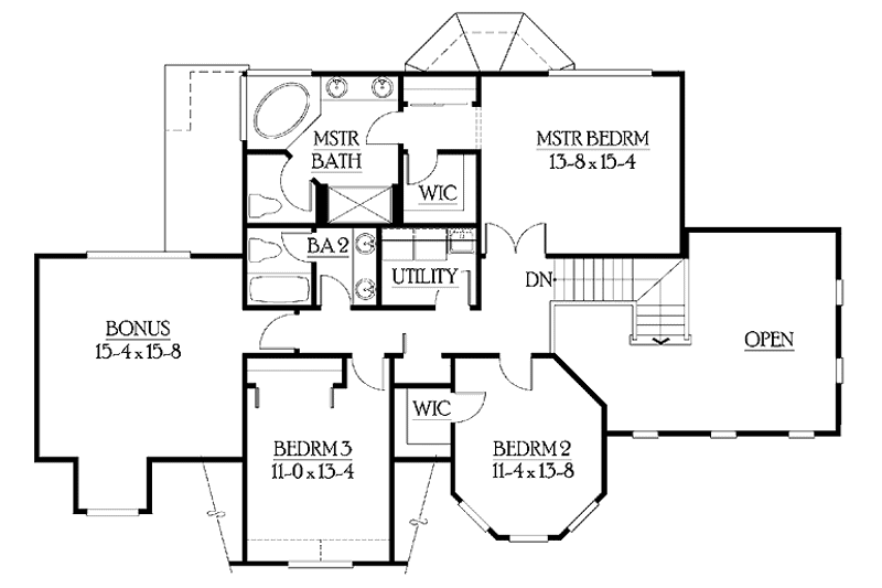 Home Plan - Floor Plan - Upper Floor for Colonial House Plan #132-269 - 3 bed, 2.5 bath