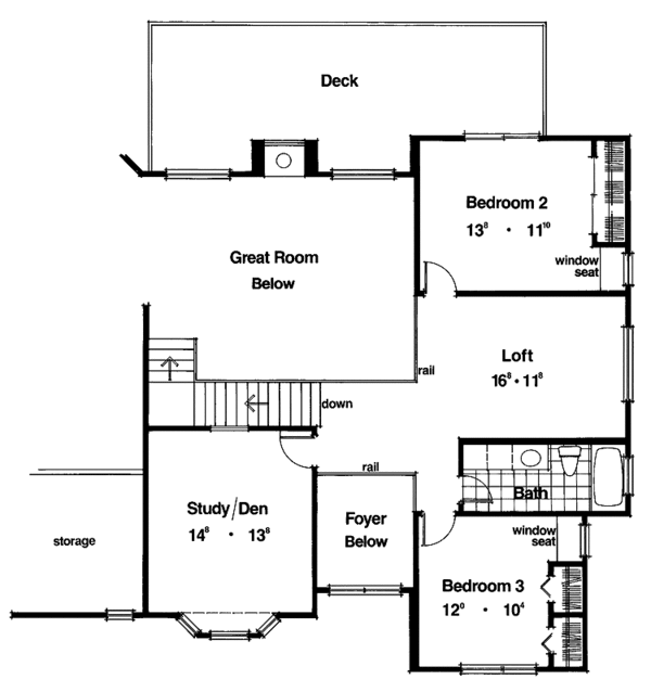 House Plan Design - Mediterranean Floor Plan - Upper Floor Plan #417-473