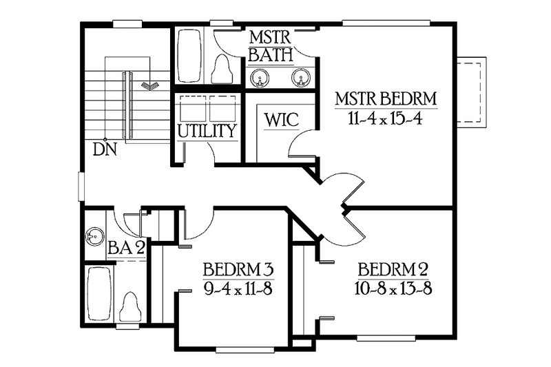 Dream House Plan - Floor Plan - Upper Floor for Craftsman House Plan #132-288 - 3 bed, 2.5 bath