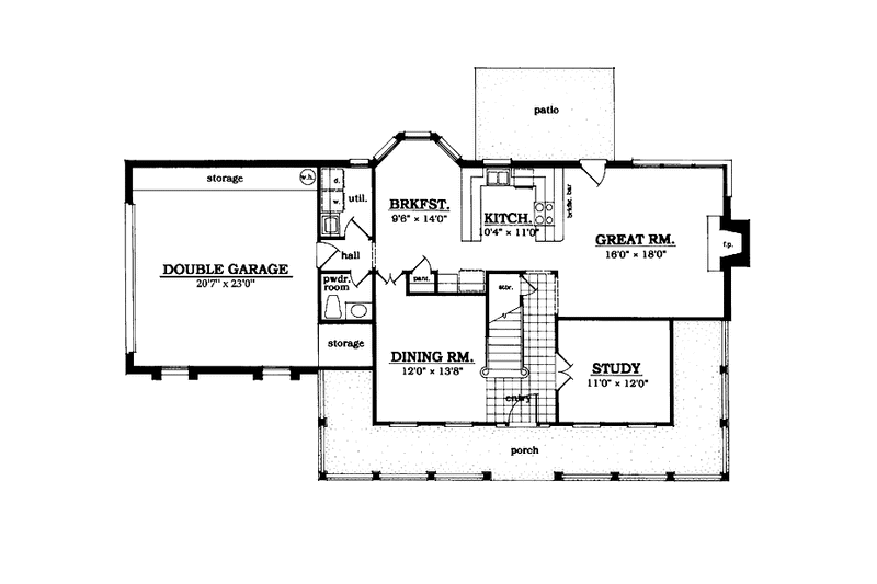 Dream House Plan - Floor Plan - Main Floor for Country House Plan #42-688 - 3 bed, 2.5 bath