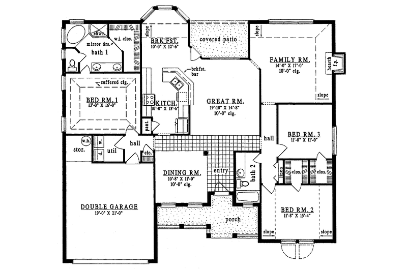 Home Plan - Floor Plan - Main Floor for Country House Plan #42-520 - 3 bed, 2 bath