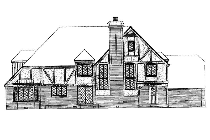 Home Plan - Exterior - Rear Elevation for Tudor House Plan #72-619 - 5 bed, 3.5 bath