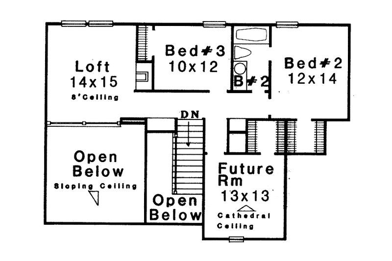 Dream House Plan - Floor Plan - Upper Floor for Country House Plan #310-1209 - 3 bed, 2 bath