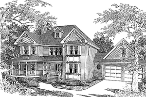 House Design - Exterior - Front Elevation for Victorian House Plan #10-283 - 4 bed, 2.5 bath