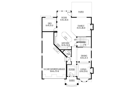 Floor Plan - Main Floor for Craftsman House Plan #132-462 - 4 bed, 2.5 bath