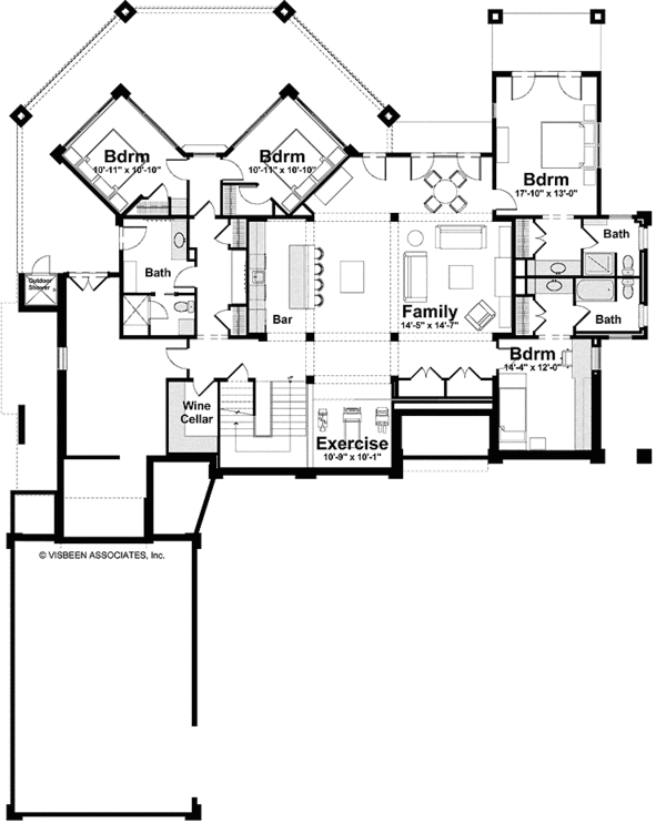 House Plan Design - Contemporary Floor Plan - Lower Floor Plan #928-168