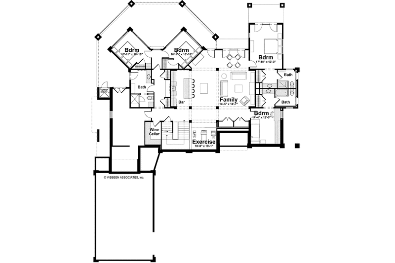 House Plan Design - Floor Plan - Lower Floor for Contemporary House Plan #928-168 - 5 bed, 4.5 bath