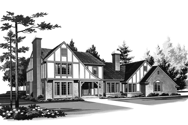 Dream House Plan - Tudor Exterior - Front Elevation Plan #72-798