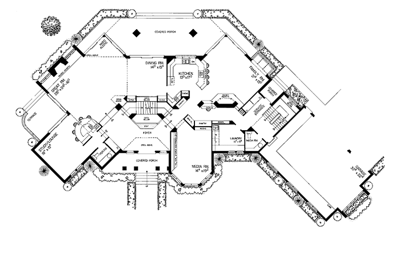 Home Plan - Floor Plan - Main Floor for European House Plan #72-831 - 5 bed, 5 bath