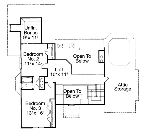 Dream House Plan - Country Floor Plan - Upper Floor Plan #429-216