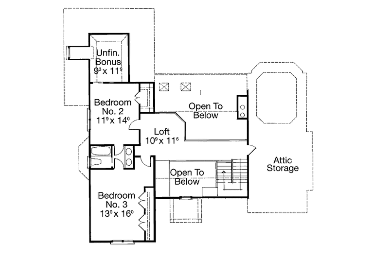 Home Plan - Floor Plan - Upper Floor for Country House Plan #429-216 - 3 bed, 2.5 bath
