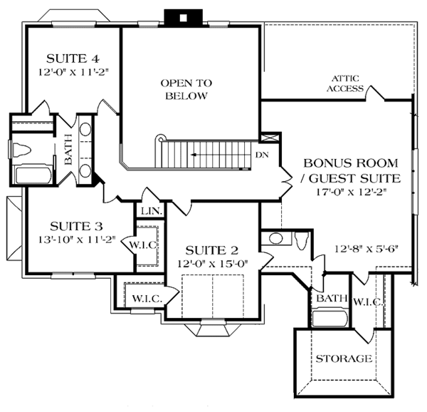 House Design - Colonial Floor Plan - Upper Floor Plan #453-270