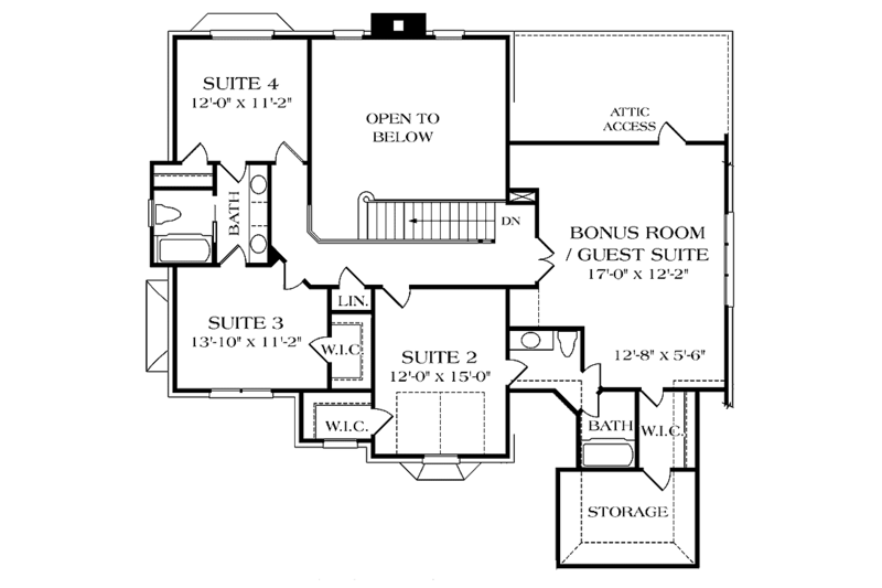 Architectural House Design - Floor Plan - Upper Floor for Colonial House Plan #453-270 - 4 bed, 3.5 bath