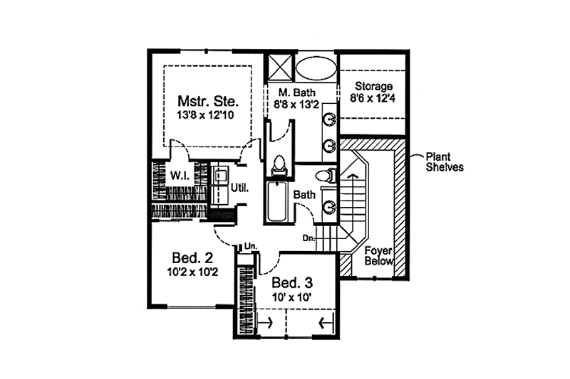 House Blueprint - Floor Plan - Upper Floor for Country House Plan #997-1 - 3 bed, 2.5 bath