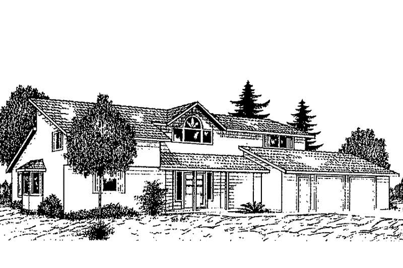 Home Plan - Exterior - Front Elevation 3 for Contemporary House Plan #60-763 - 2 bed, 3 bath