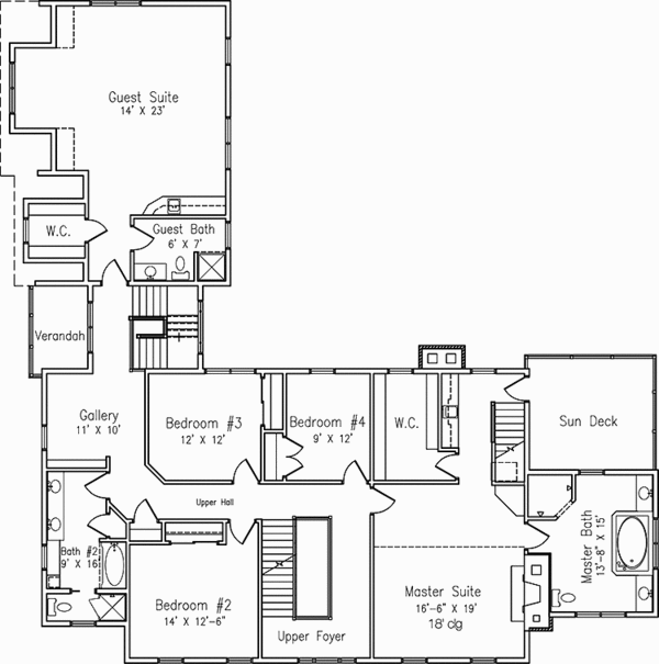 House Blueprint - Classical Floor Plan - Upper Floor Plan #994-10