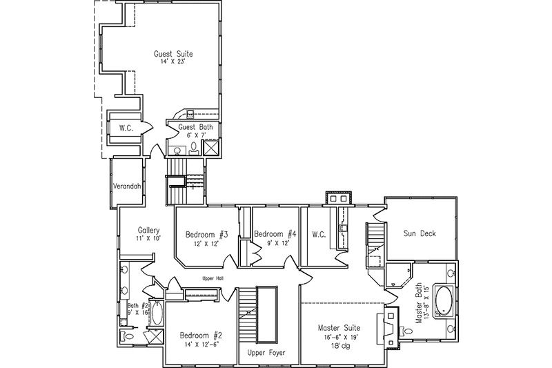Dream House Plan - Floor Plan - Upper Floor for Classical House Plan #994-10 - 5 bed, 4.5 bath