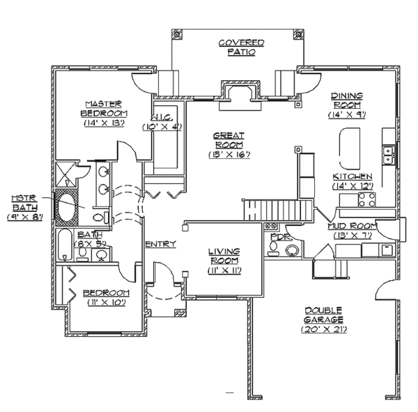 Architectural House Design - Traditional Floor Plan - Main Floor Plan #945-10