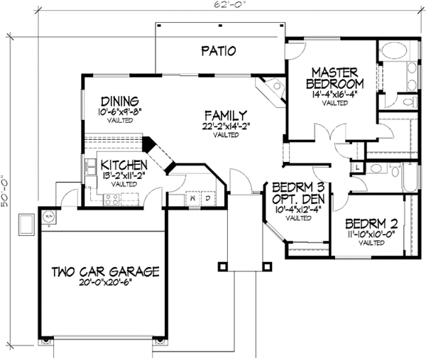 Architectural House Design - Mediterranean Floor Plan - Main Floor Plan #320-1471
