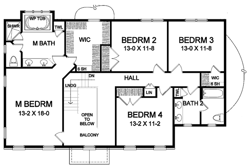 Home Plan - Floor Plan - Upper Floor for Classical House Plan #328-362 - 4 bed, 2.5 bath