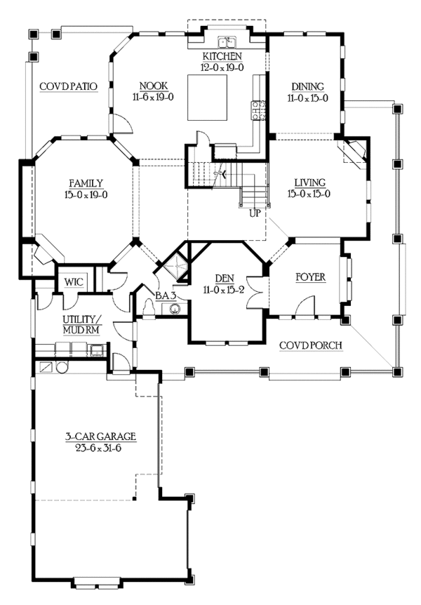 House Design - Craftsman Floor Plan - Main Floor Plan #132-250