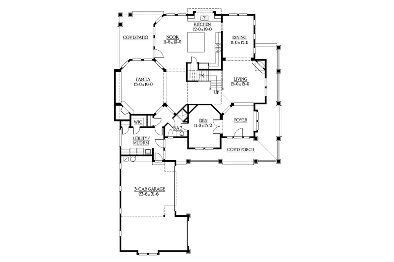 Home Plan - Floor Plan - Main Floor for Craftsman House Plan #132-250 - 4 bed, 3 bath