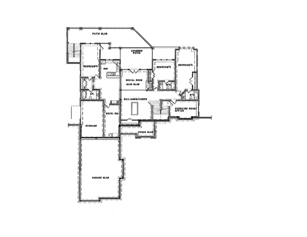Architectural House Design - Craftsman Floor Plan - Lower Floor Plan #54-270
