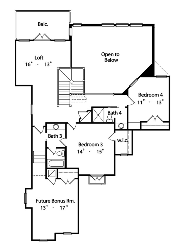House Blueprint - Mediterranean Floor Plan - Upper Floor Plan #417-748