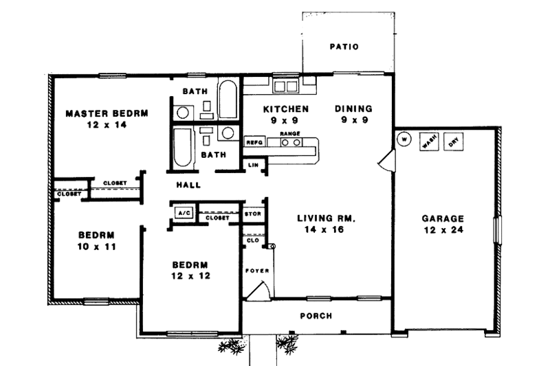 Home Plan - Floor Plan - Main Floor for Country House Plan #14-263 - 3 bed, 2 bath