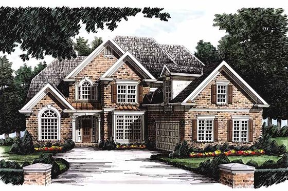 Exterior - Front Elevation 3 for European House Plan #927-190 - 4 bed, 3.5 bath
