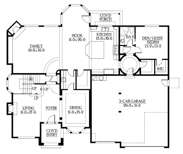 House Plan Design - Craftsman Floor Plan - Main Floor Plan #132-500