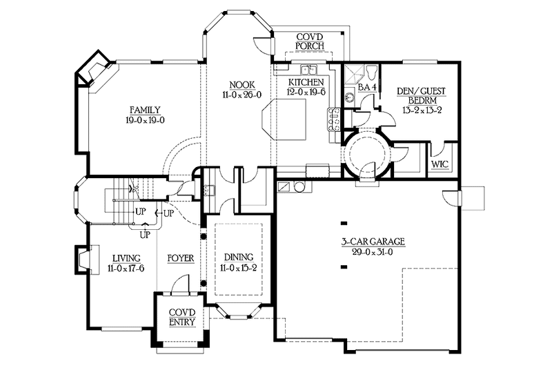 Home Plan - Floor Plan - Main Floor for Craftsman House Plan #132-500 - 4 bed, 4 bath