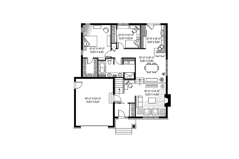 Home Plan - Floor Plan - Main Floor for Craftsman House Plan #23-2436 - 2 bed, 1 bath